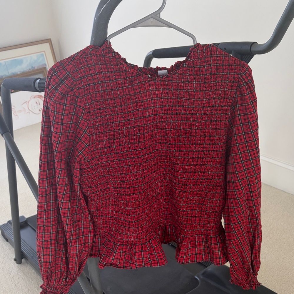 Red Plaid Women's Top